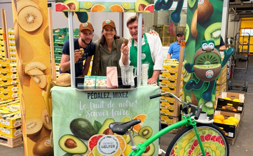 LANCEMENT DE LA SAISON DES KIWIS ZESPRI : ANIMATION VELOSMOOTHIE EN TOURNEE SUR LES MARCHES DE GROS